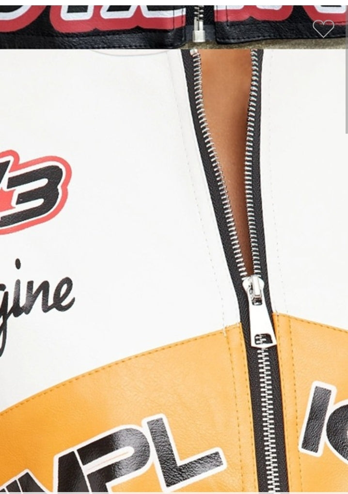 Women Motorcycle Jacket & Tennis Skirt Set