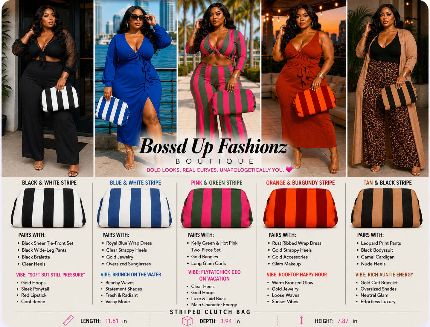 "CLASSY" Striped Clutches