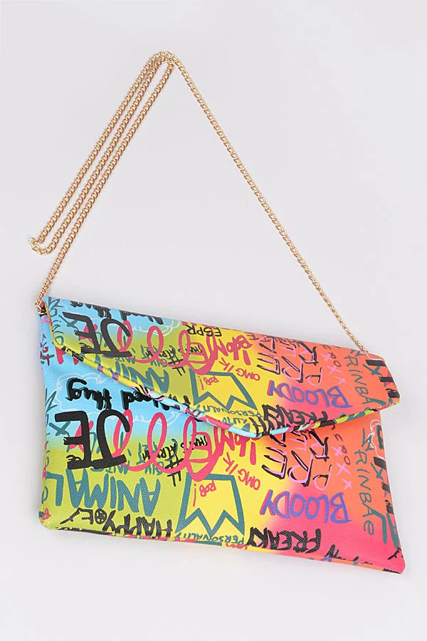"Her" Graffiti Letter Cross Chain Body Clutch