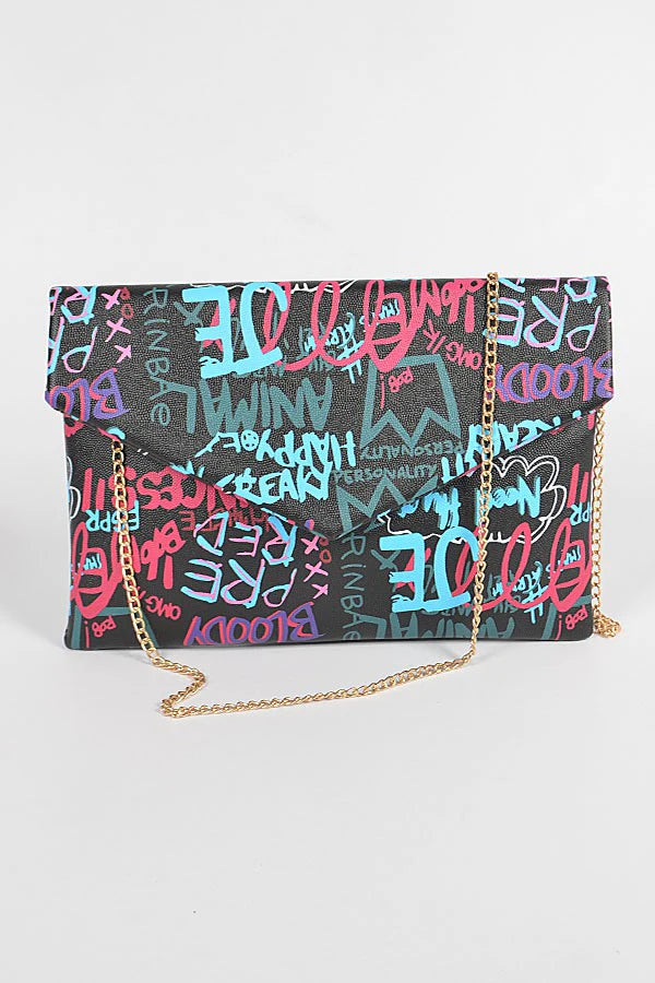 "Her" Graffiti Letter Cross Chain Body Clutch