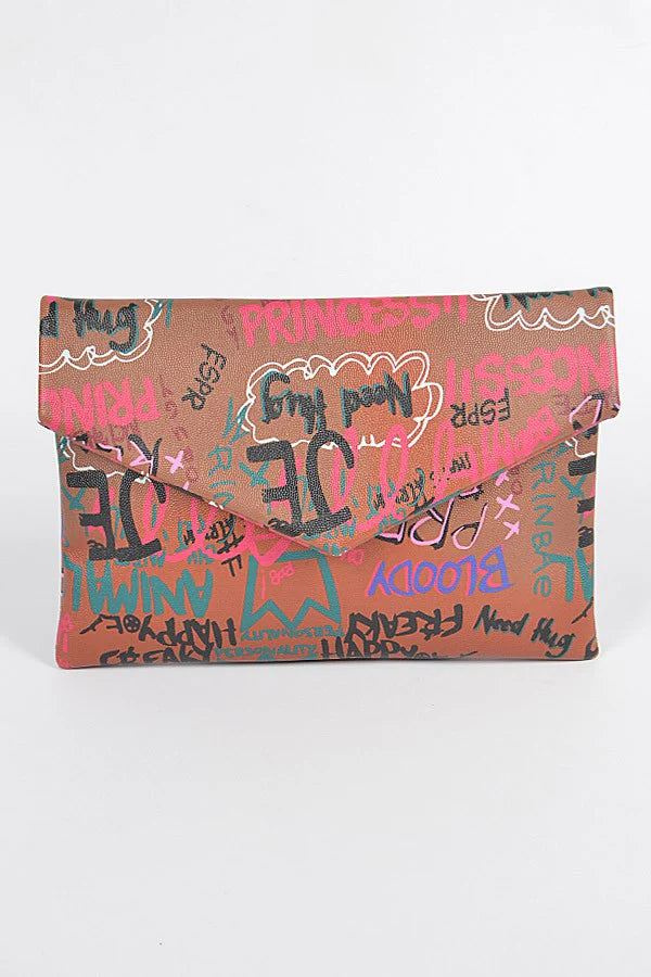 "Her" Graffiti Letter Cross Chain Body Clutch