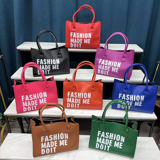 "Fashion Made Me Do It" handbags