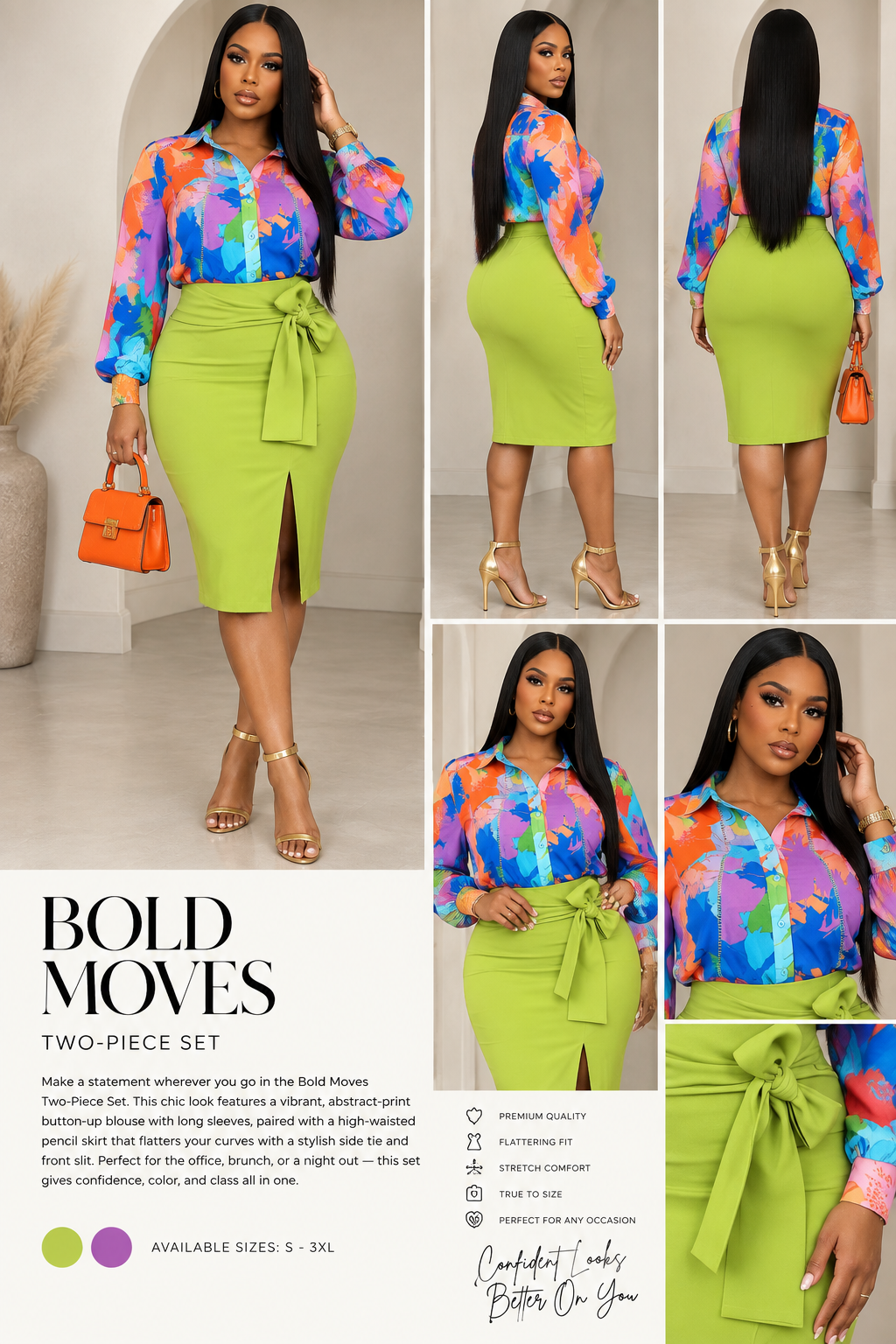Strap Waist Detail Slit Midi H-Line Skirt - Neon