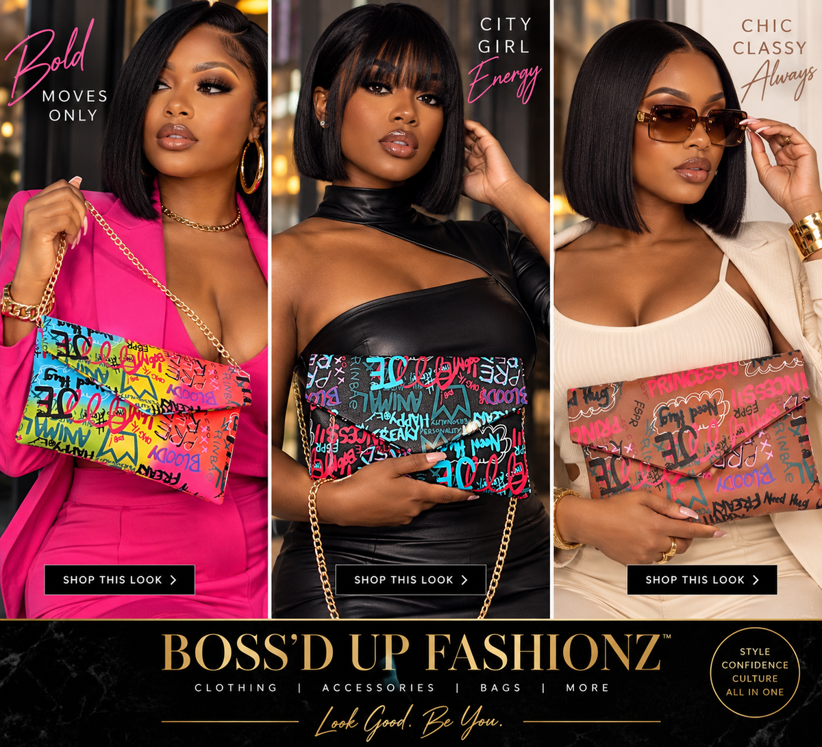 Bold Moves Graffiti Clutch — Multi